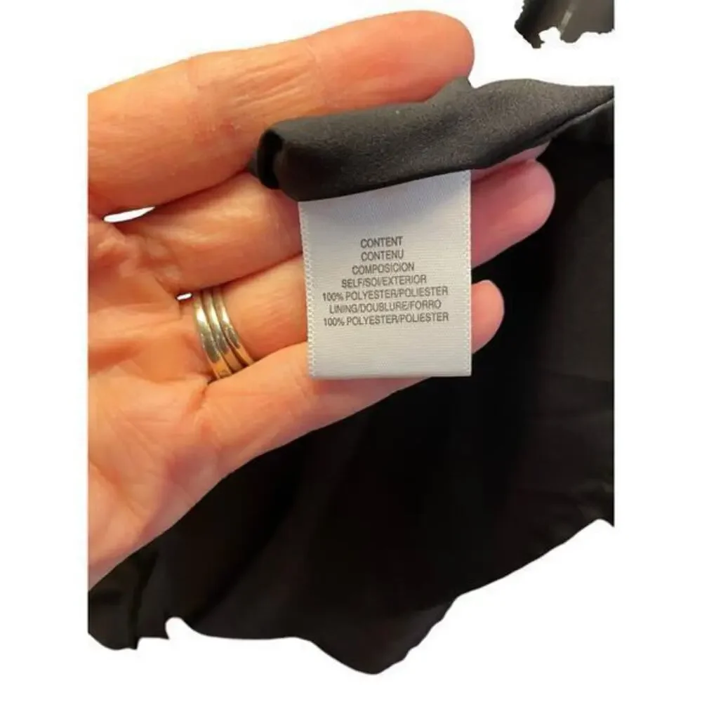 WAYF x BFF Sarah Silver Metallic & Black Off the Shoulder Top Sheer Long Sleeves - Picture 9 of 12